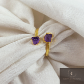 Natural Raw Amethyst Ring, Adjustable Ring, Purple Ring, Boho Jewelry, Healing Crystal Ring, Woman Jewelry, Handmade Jewelry, Gift For Her